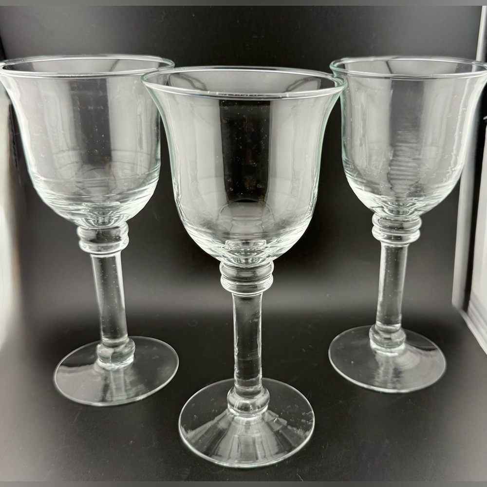 3 mouth blown goblets. 8.5” H  12oz